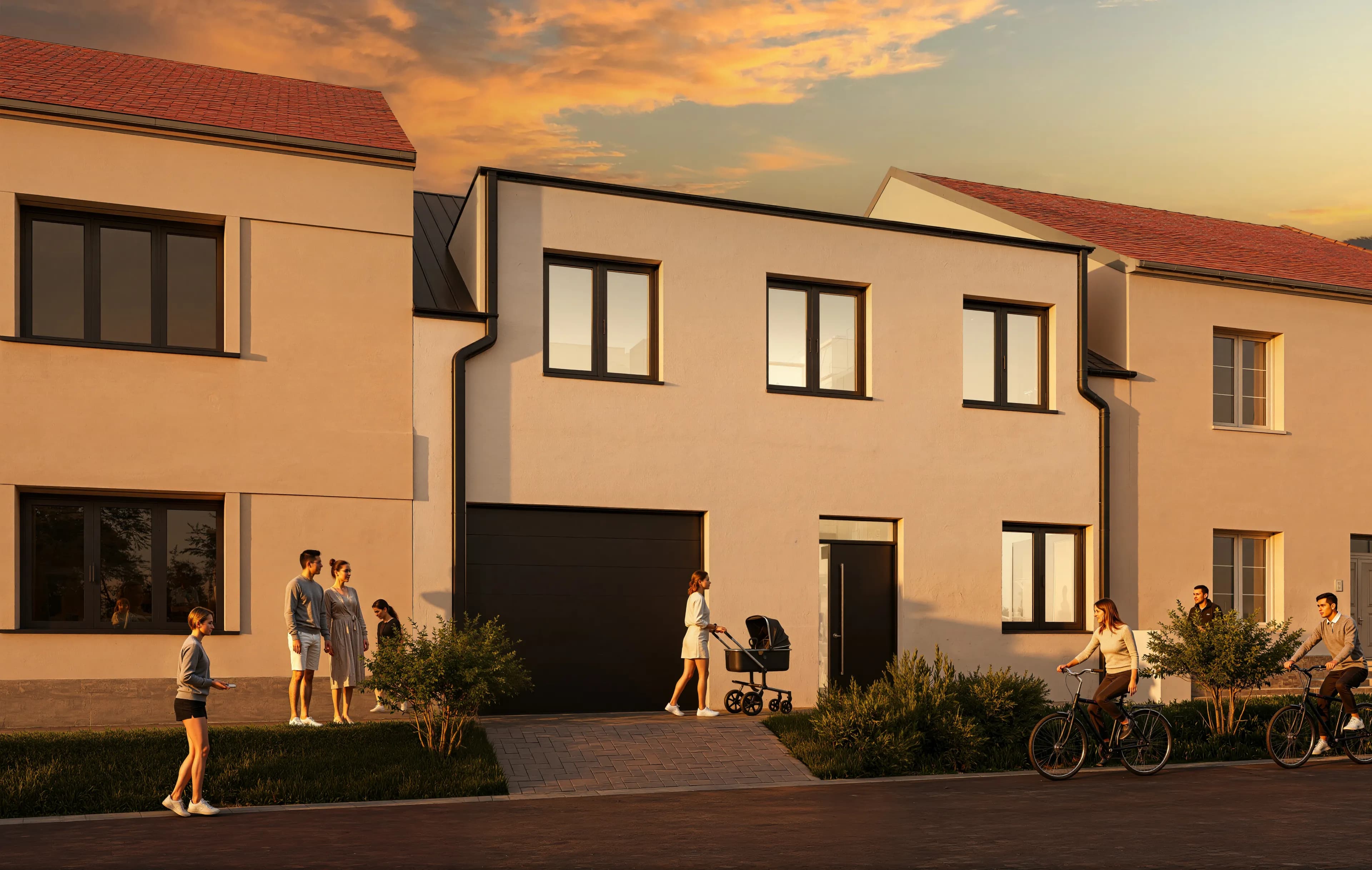 Pohled z ulice při západu slunce