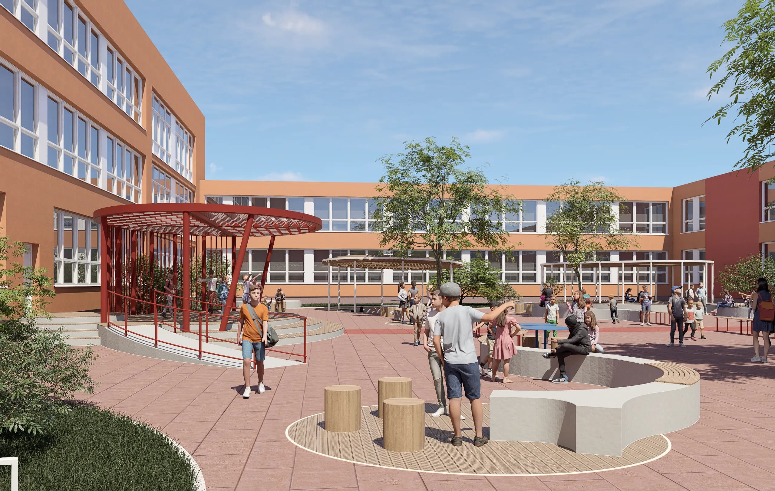 Atrium poskytuje různé formy sezení