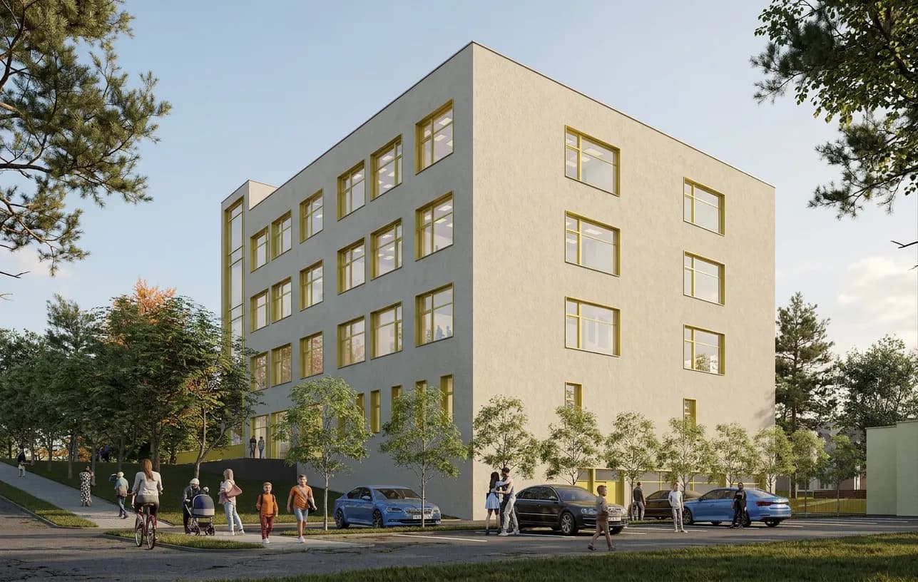 Zachována původní rostlá zeleň v okolí nového pavilonu