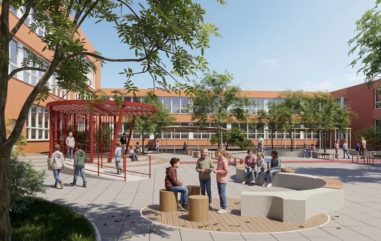 Atrium poskytuje různé formy sezení