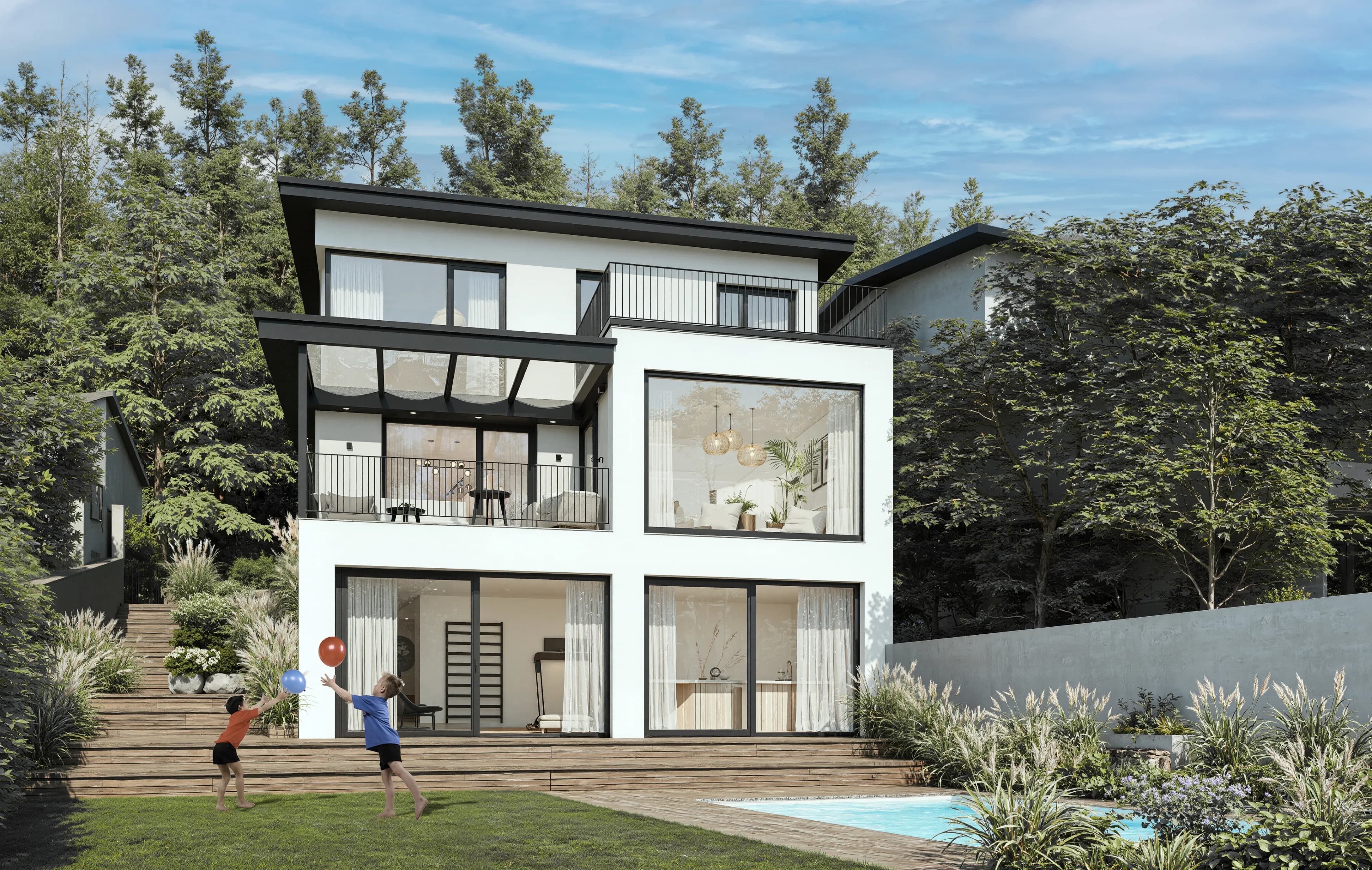 Zasazení do svahovitého terénu v přírodě