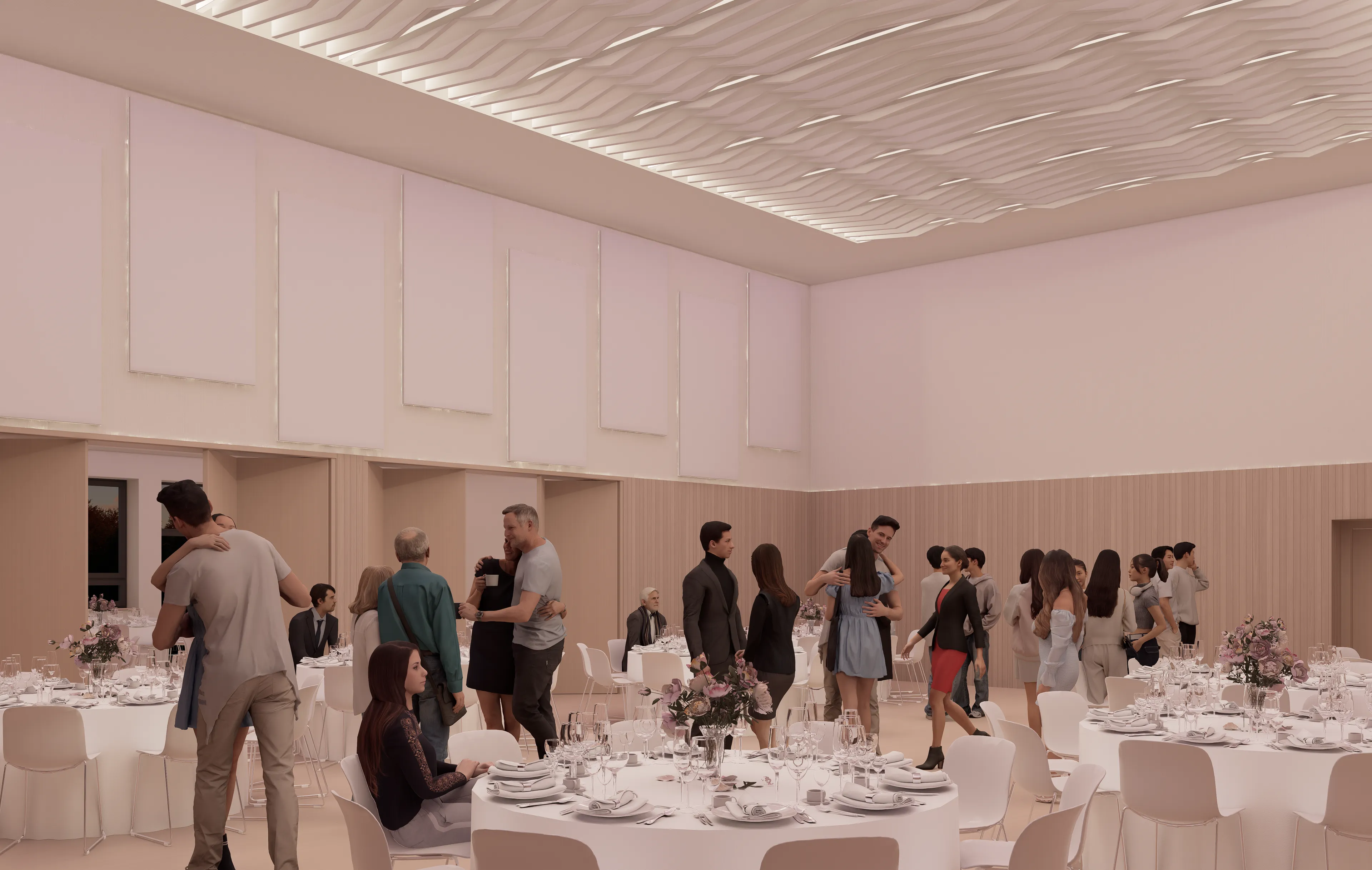 Tlumené osvětlení podporující společenskou atmosféru