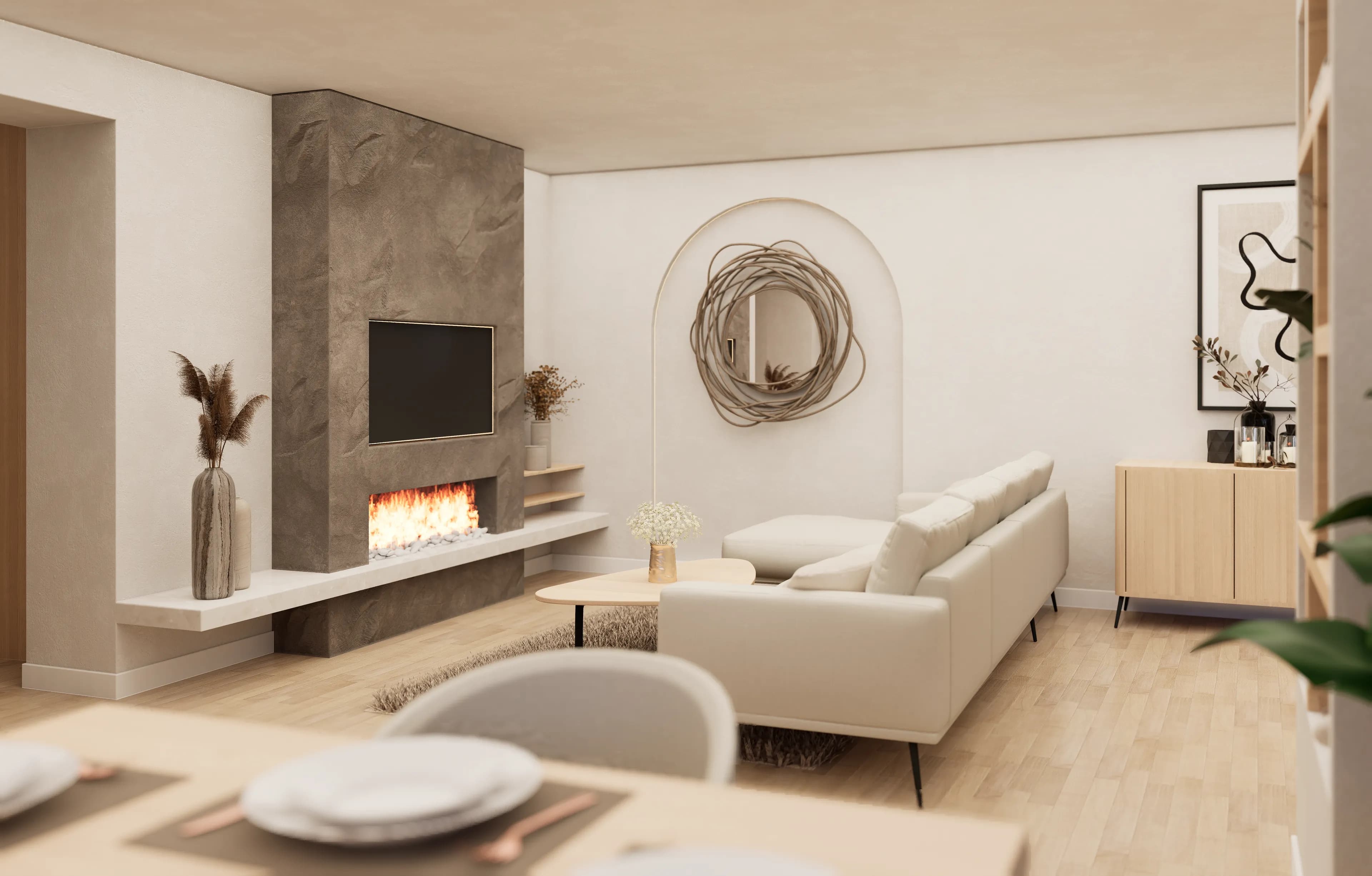 Místo pro společné chvílky u krbu