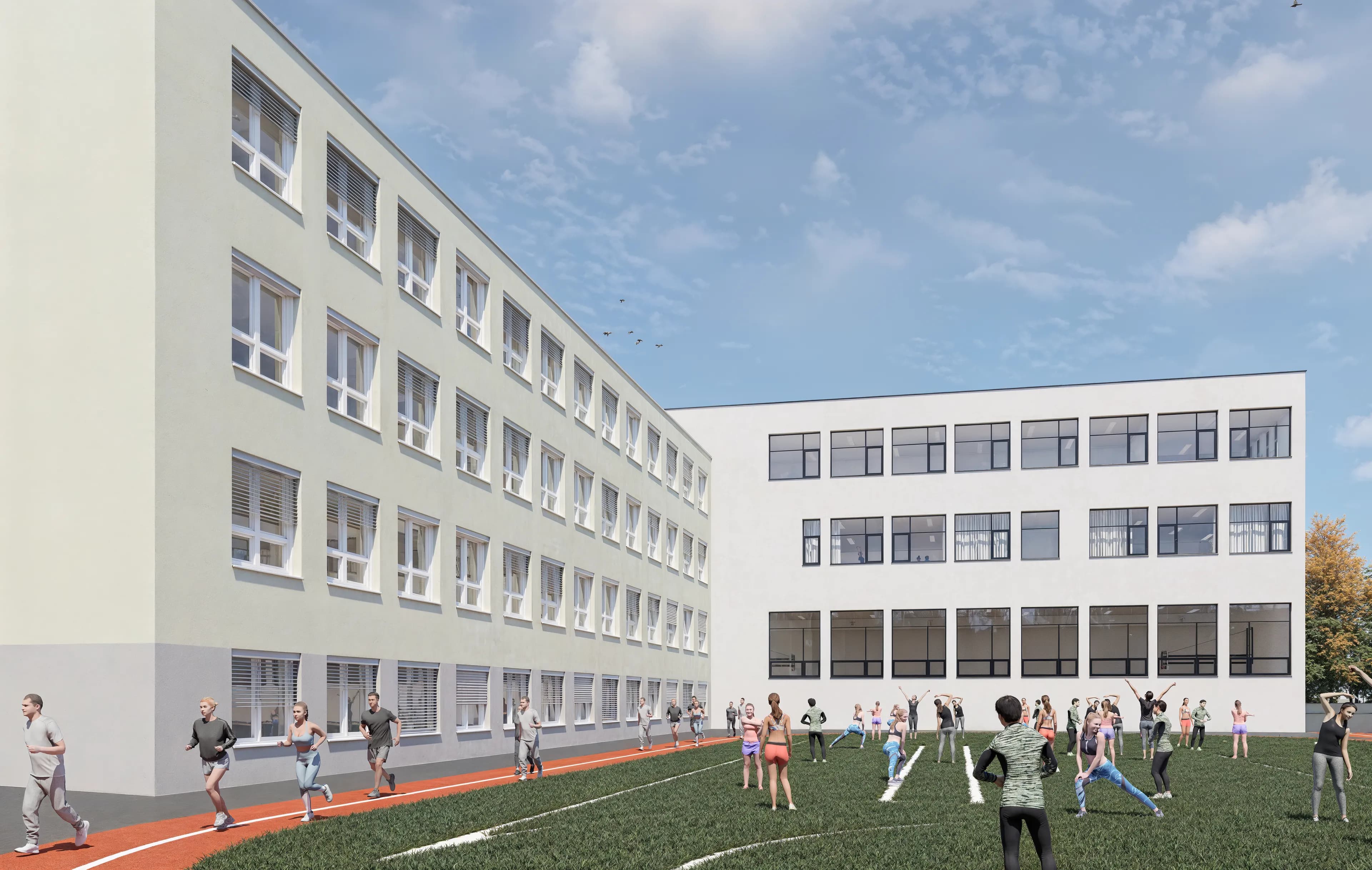 Kompozice dvou pavilonů